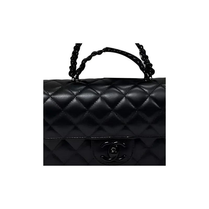 CHANEL So Black Lambskin Shoulder Bag, Crossbody Bag, Handbag Women's Black-1