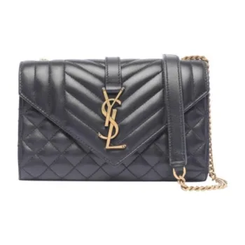 SAINT LAURENT ENVELOPE Lambskin Envelope Bag, Crossbody Bag, Shoulder Bag Women's Black