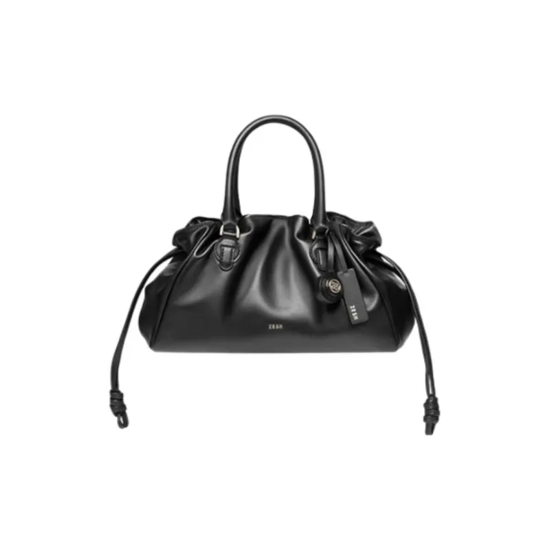 ZESH Cow Leather Handbag Medium Size Women's Black-0