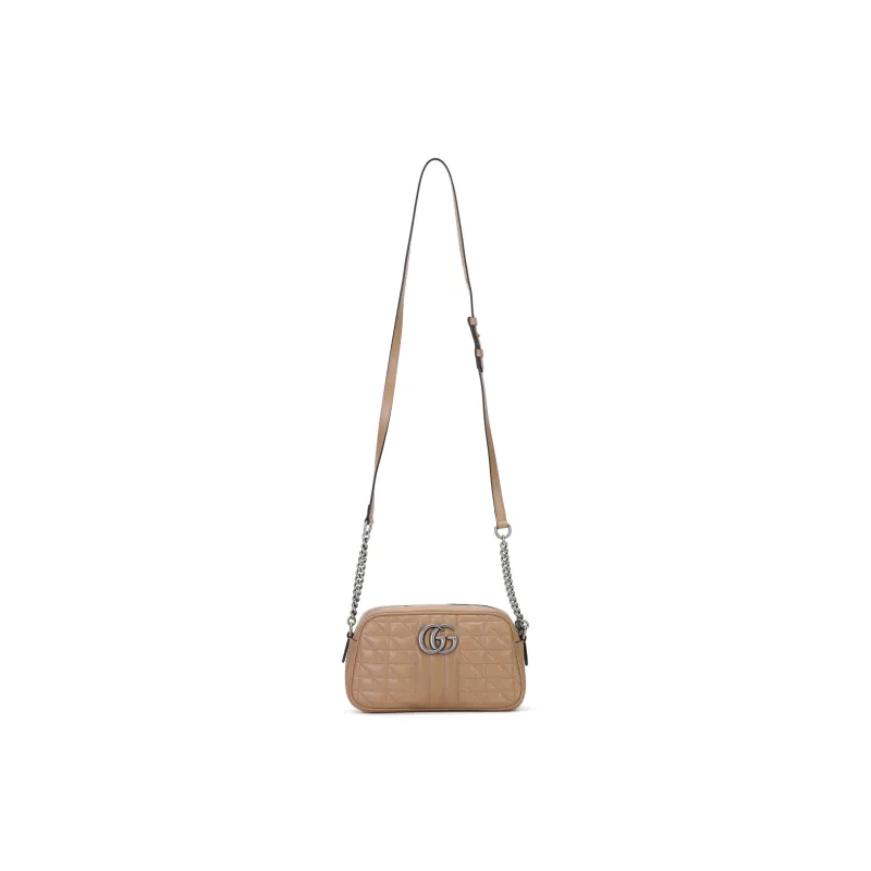 GUCCI GG Marmont Leather Crossbody Bag, Shoulder Bag Women's Rose Beige-0