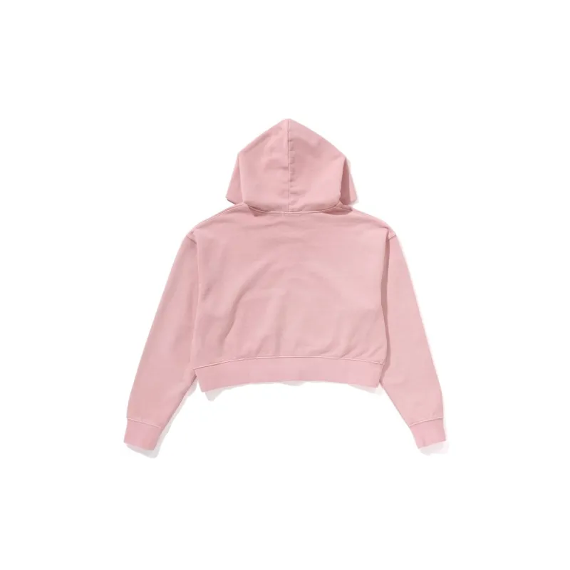 Bape Women's Pigment Dyed One Point Cropped Zip Hoodie Pink-3