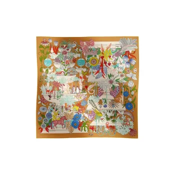 HERMES Silk, Mulberry Silk Scarves Women's Gilded Beige