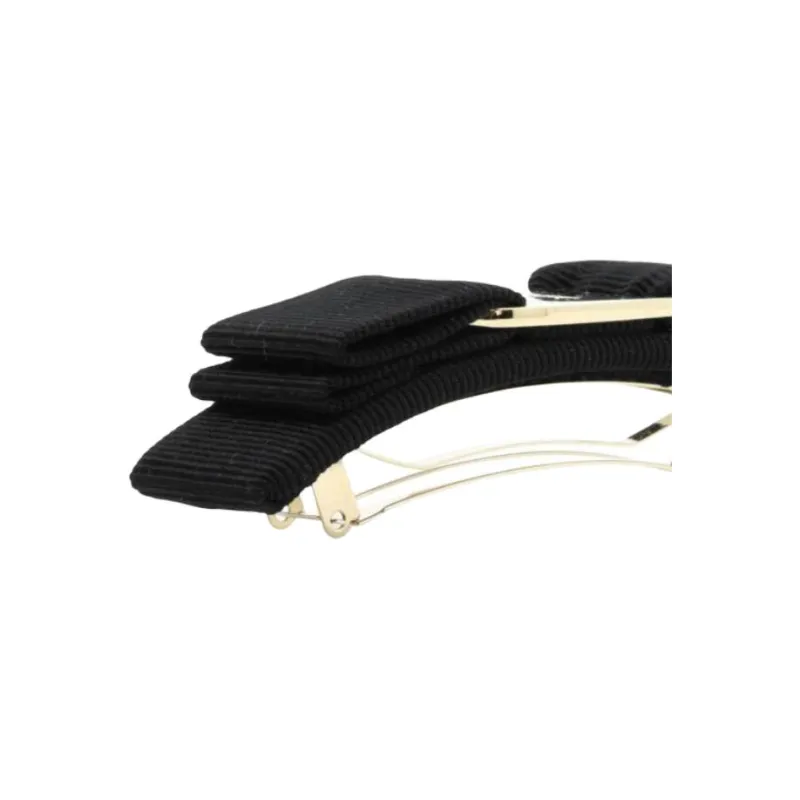 FERRAGAMO Brass, Cotton Hair Clips Women's Black-2