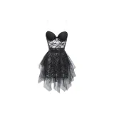 ◆Ballet◆ Black[Steel Ring Cotton Pad Dress+Transparent Shoulder Strap *2+Tulle Skirt+T Pants]