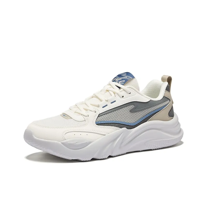 Erke Ci Wu Rebound Wear Resistant Breathable Low Top Casual Shoes Men's Microcrystal White Steel Gray-2