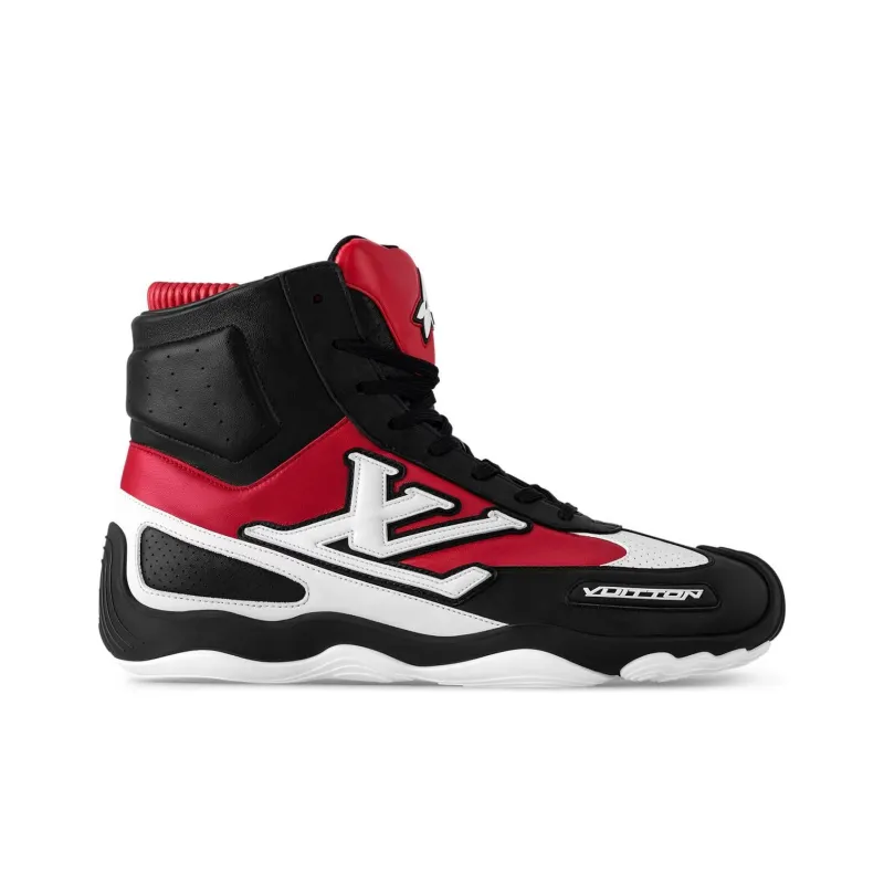 LOUIS VUITTON High Top Casual Shoes Men's Red Black-1