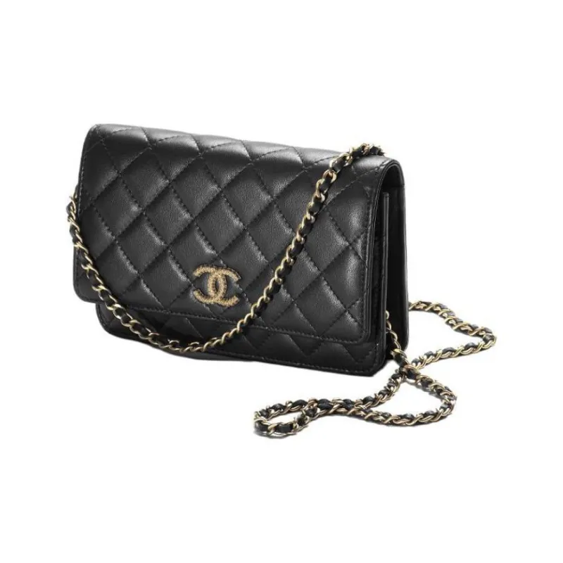 CHANEL WOC Sheepskin Shoulder Bag, Crossbody Bag Women's Black-1
