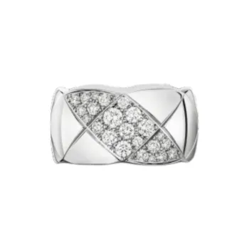 CHANEL 18k White Gold Diamonds Rings Unisex Silver