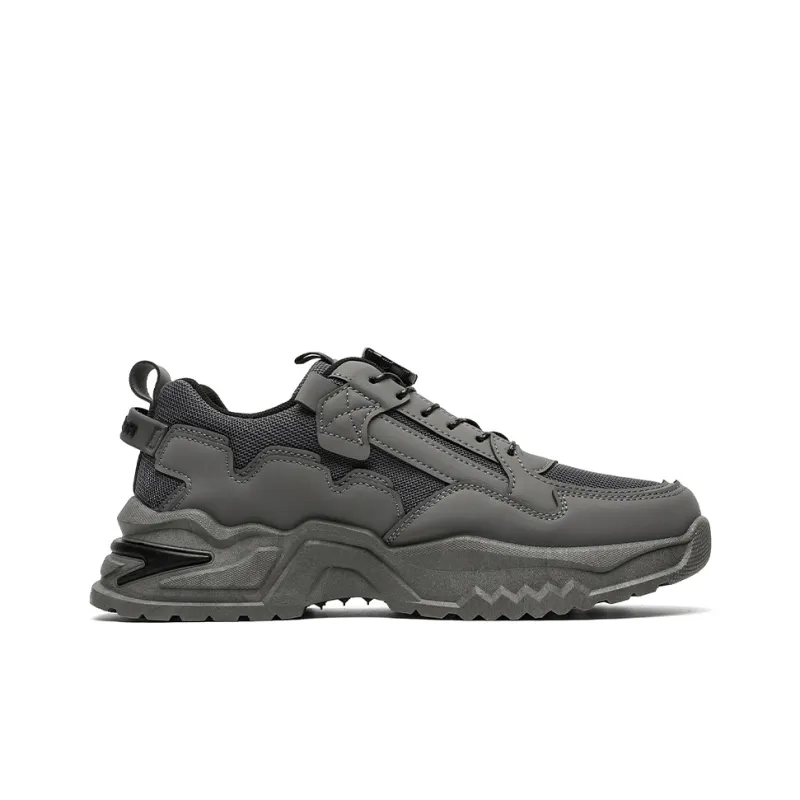 Warrior Breathable Height Increasing Low Top Chunky Sneakers Men's Dark Gray-1