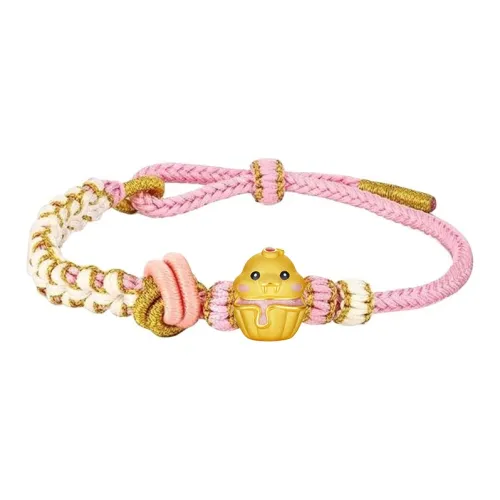 BYTHERE Dopamine Dressing Cute Snake Cake Paper Cup Solid Gold Fixed Price Gold Bracelet Women's Pink