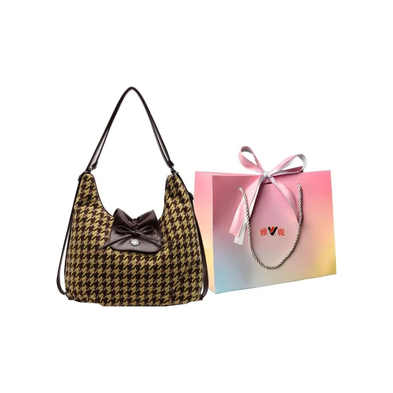 Yalu PU Shoulder Bag Regular Women's Blue Houndstooth/Yellow Houndstooth-8