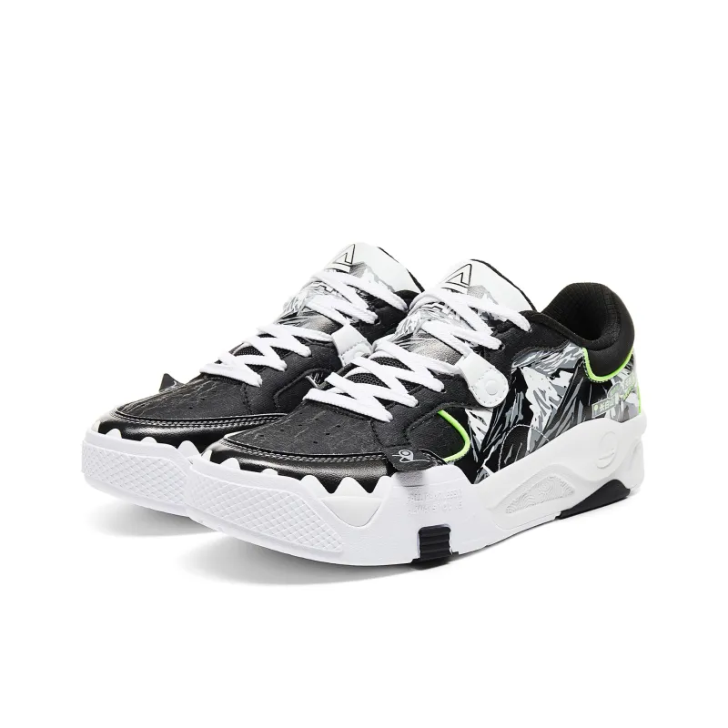 PEAK Guochuang Series Slip-Resistant Low-Top Skateboard Shoes Men Black White-1
