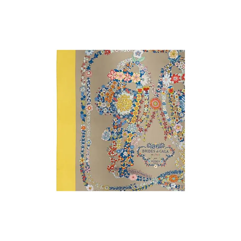 HERMES Mulberry Silk Scarves Women's Bright Yellow-1