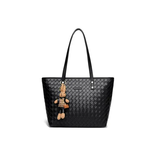 Yalu Fashion Woven PU Casual Shoulder Bag, Tote Bag, Shoulder Bag Regular Women's Black