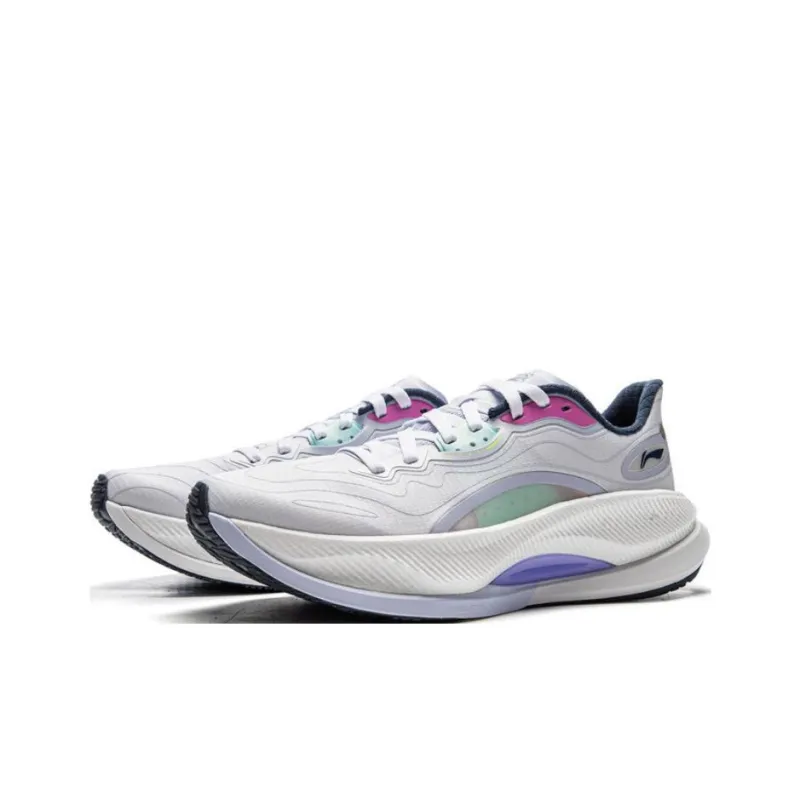 LiNing Yueying 4PRO Slip Resistant Cushioning Rebound Low Top Casual Running Shoes Men's White Purple-2