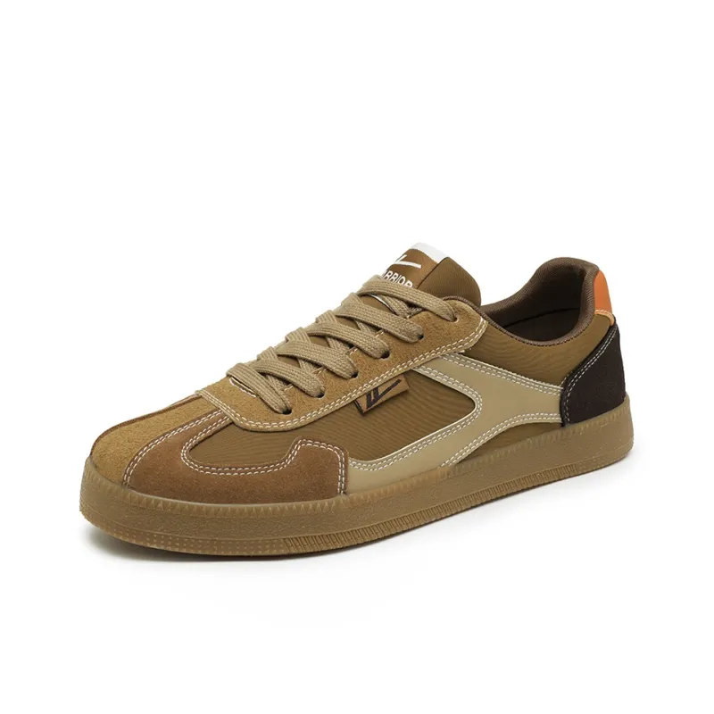Warrior Anti Slip And Wear Resistant Lightweight Low Top Skateboard Shoes Unisex Khaki Brown Orange-1