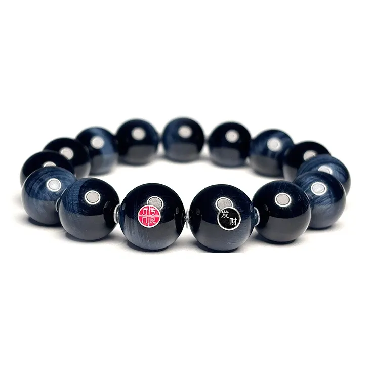 MOUNTAINS AND MANS Tiger's Eye Stone New Chinese Style Good Luck Beaded Bracelet Men's-0