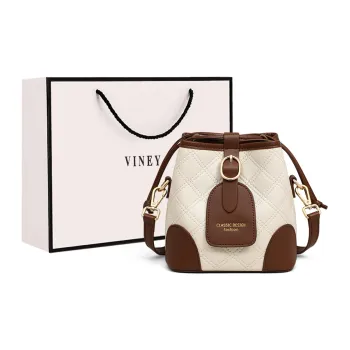 VINEY Cow Leather Shoulder Bag Crossbody Bag Bucket Bag Handbag Regular Women's Ecru