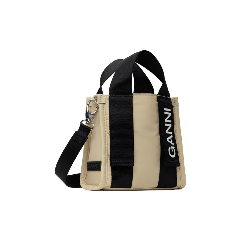 GANNI Recycled Polyester Tote Bag Shopping Bag Shoulder Bag Crossbody Bag Handbag Mini Women's Beige-1