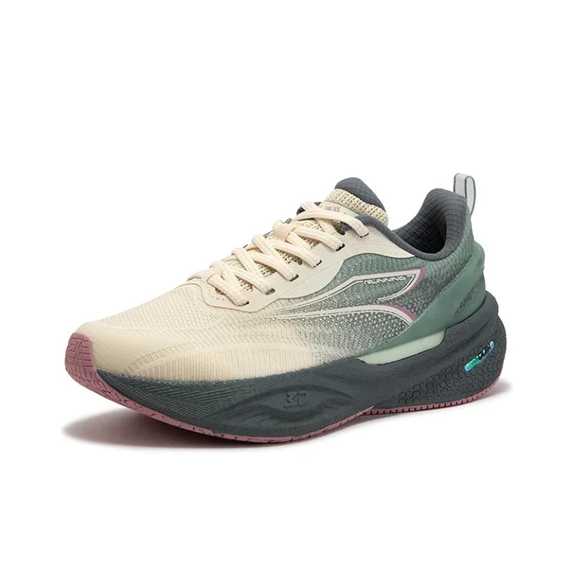 361° Speed Boost CQT2.0 Cushioning, Slip Resistant, And Breathable Low Top Casual Running Shoes Unisex Beige Green-1