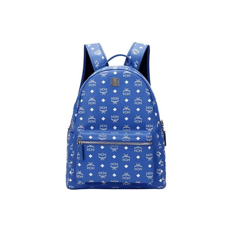 MCM Stark Visetos Canvas Backpack Large Size Men's Blue-0