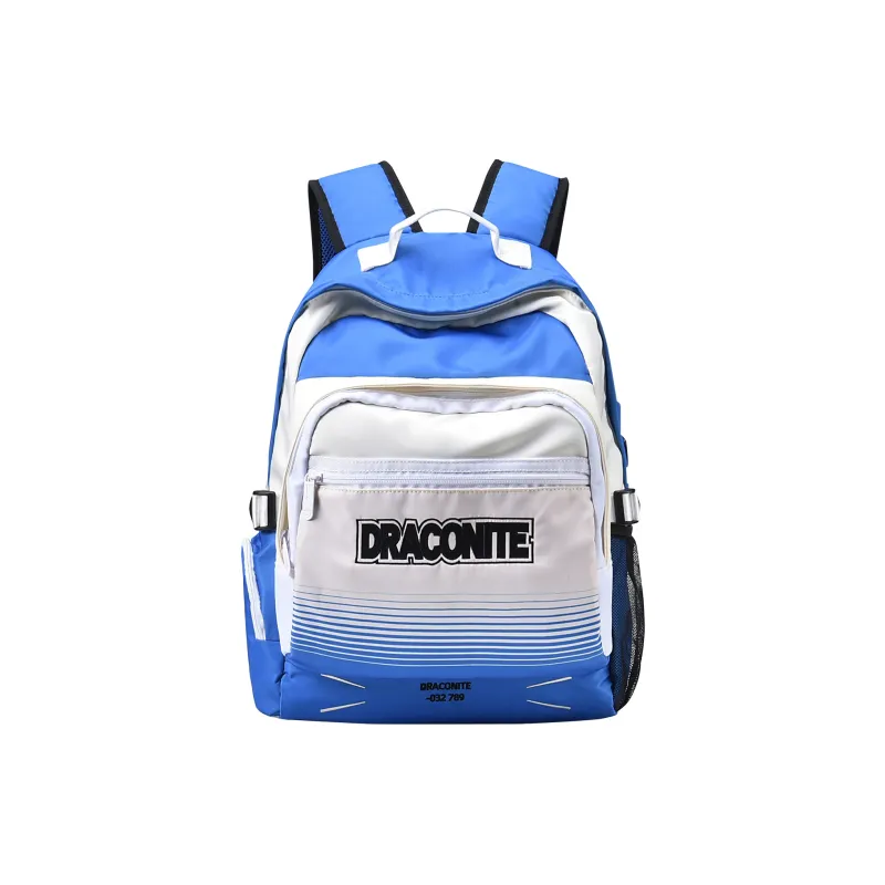DRACONITE Polyester Student Backpack Backpack Multi-Compartment Backpack Unisex Cerulean White-15