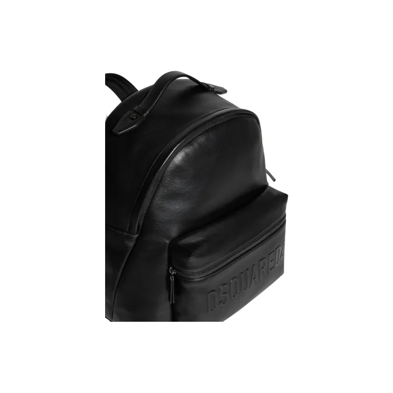 DSQUARED 2 Leather Backpack Unisex Black-3