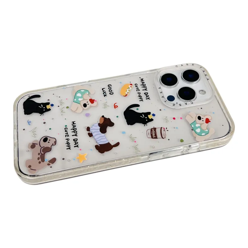 Wei Xin Acrylic Material Transparent Kitten Puppy Phone Cases Compatible With IPhone 16/15 Pro Max/Apple 13/14 Pro/Max-3