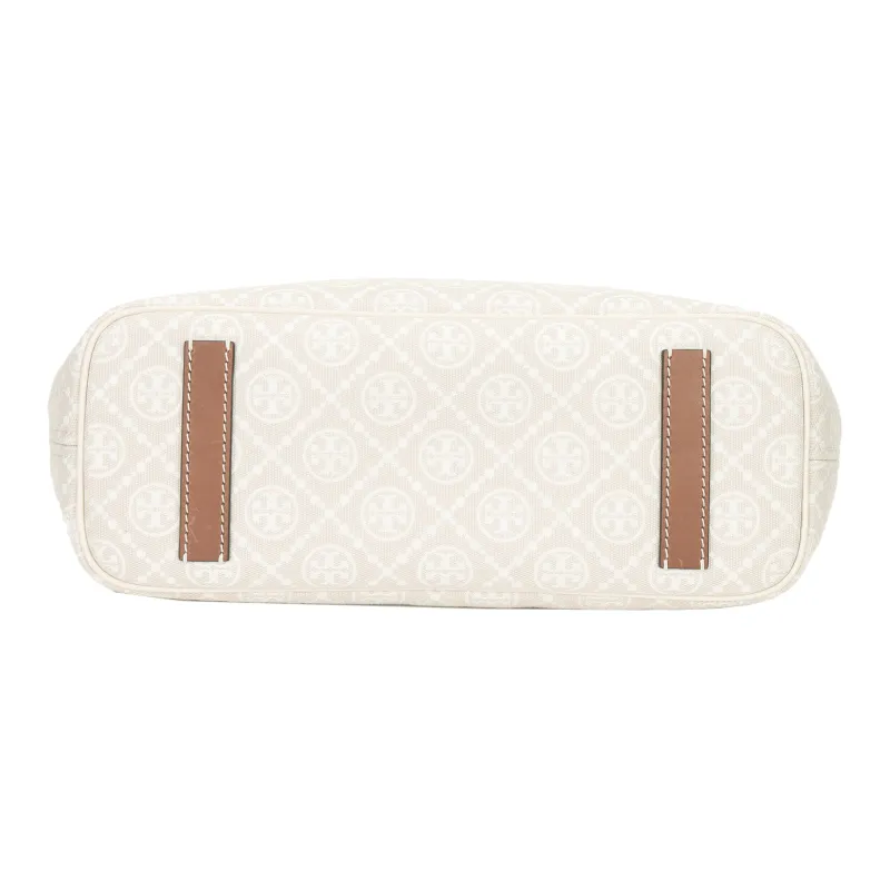 TORY BURCH Fabric Artificial Leather Tote Bag Shopping Bag Shoulder Bag Handbag Small Size Women's Natural Beige-3