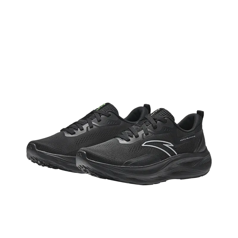 Anta Dust Free Cushioned Slip Resistant Lightweight Rebound Low Top Running Shoes Men's Black-2