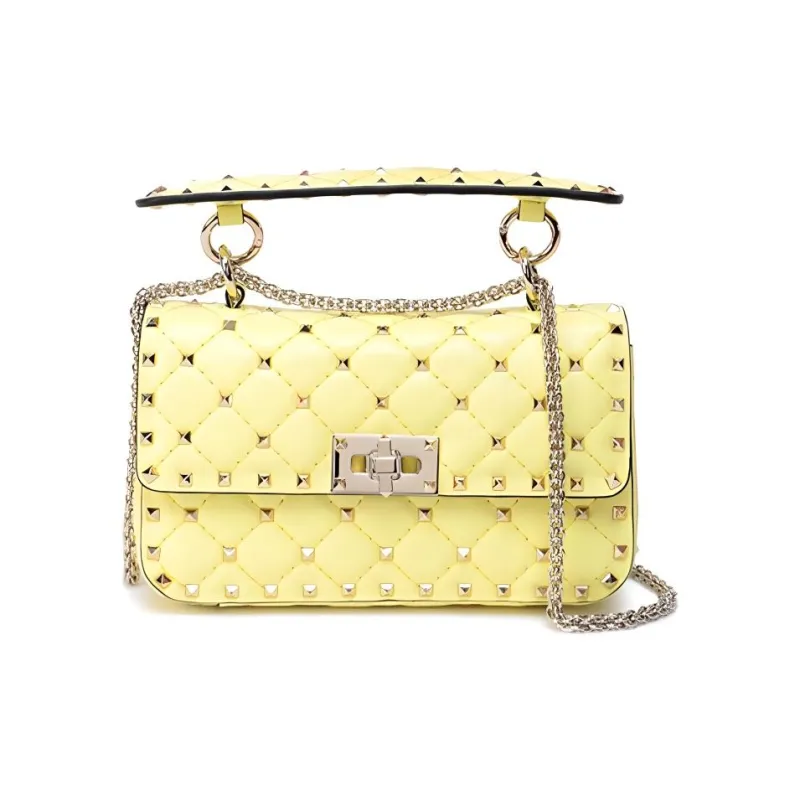 Valentino GARAVANI Lambskin Material Shoulder Bag, Crossbody Bag, Handbag Women's Yellow-0