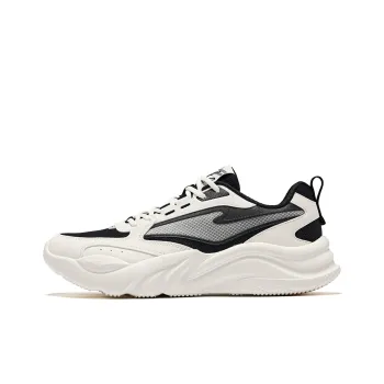 Erke Ci Wu Rebound Wear Resistant Breathable Low Top Casual Shoes Men's Jet Black Microcrystal White