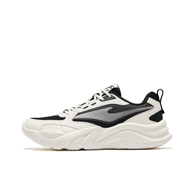 Erke Ci Wu Rebound Wear Resistant Breathable Low Top Casual Shoes Men's Jet Black Microcrystal White-0