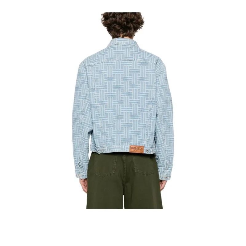 KENZO Weave Printed Denim Trucker Jacket-3