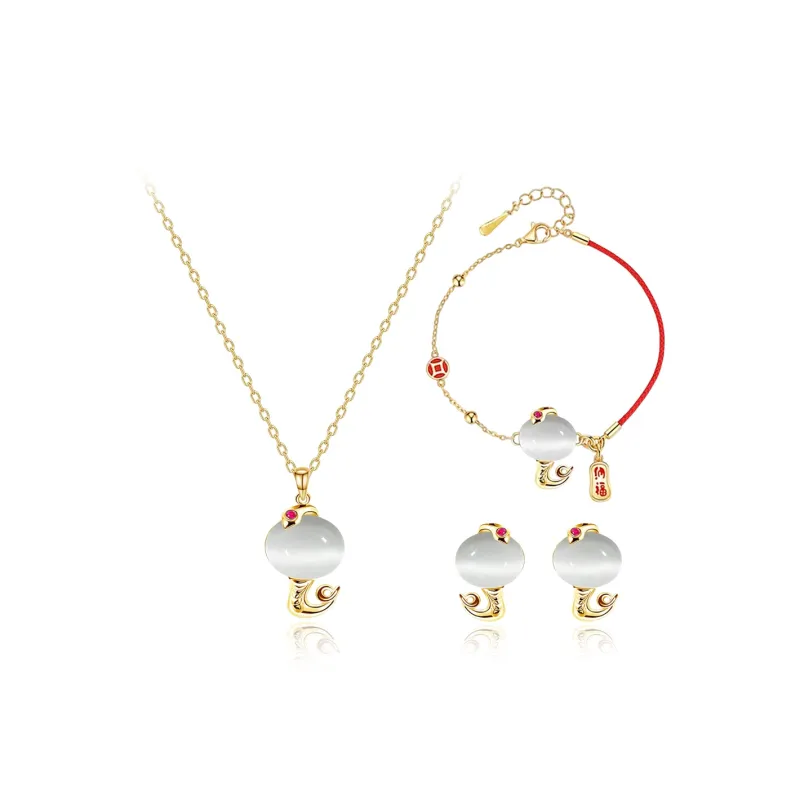 MGS Glass Cat Eye Necklaces Women's-0