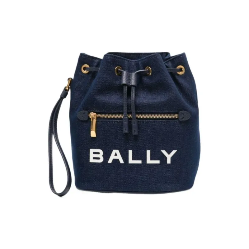 BALLY Fabric Bucket Bag Handbag Women's Blue-0