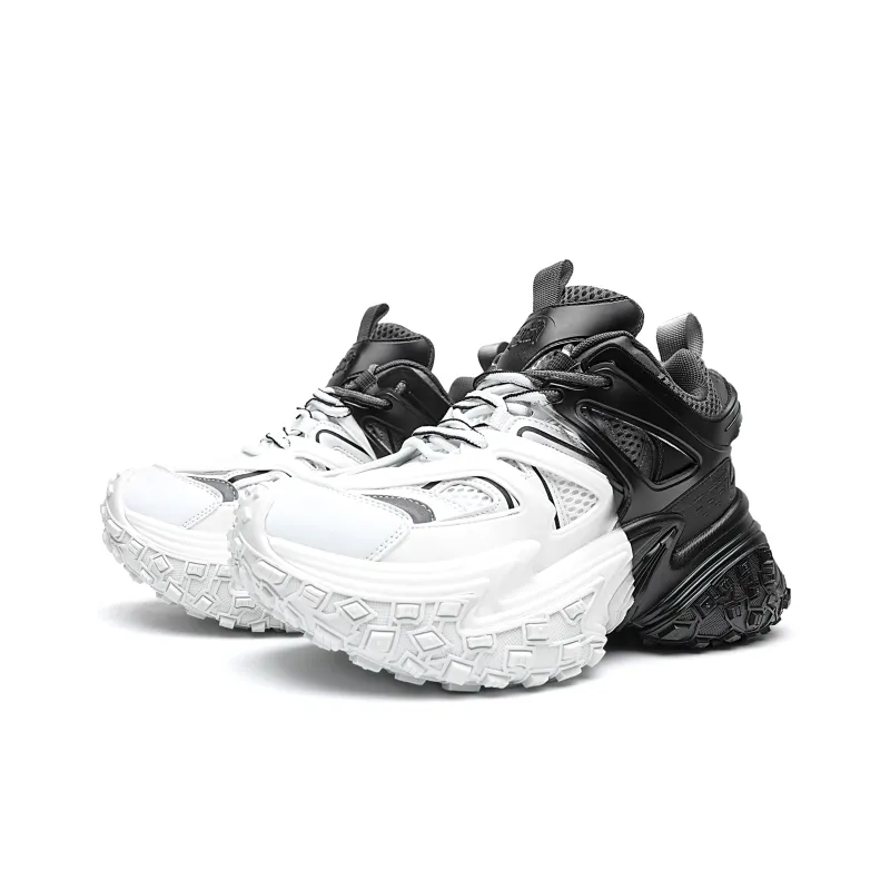 MVA Non slip Wear resistant Impact resistant Low Top Chunky Sneakers Unisex Black White Gradient-3