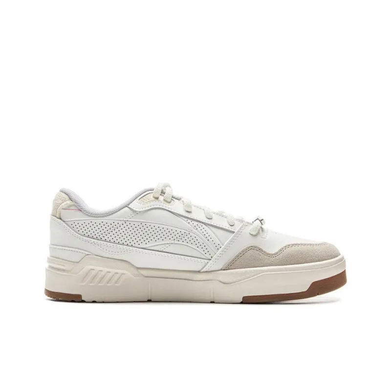 LiNing Common 80s Anti-Slip Wear-Resistant Low-Top Skateboard Shoes Men's White Beige-1