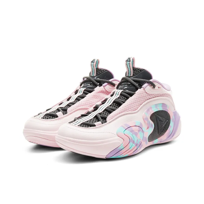 PEAK Cushioning Rebound Wear-Resistant Slip-Resistant Low-Top Basketball Shoes Men's Bright Pink-2