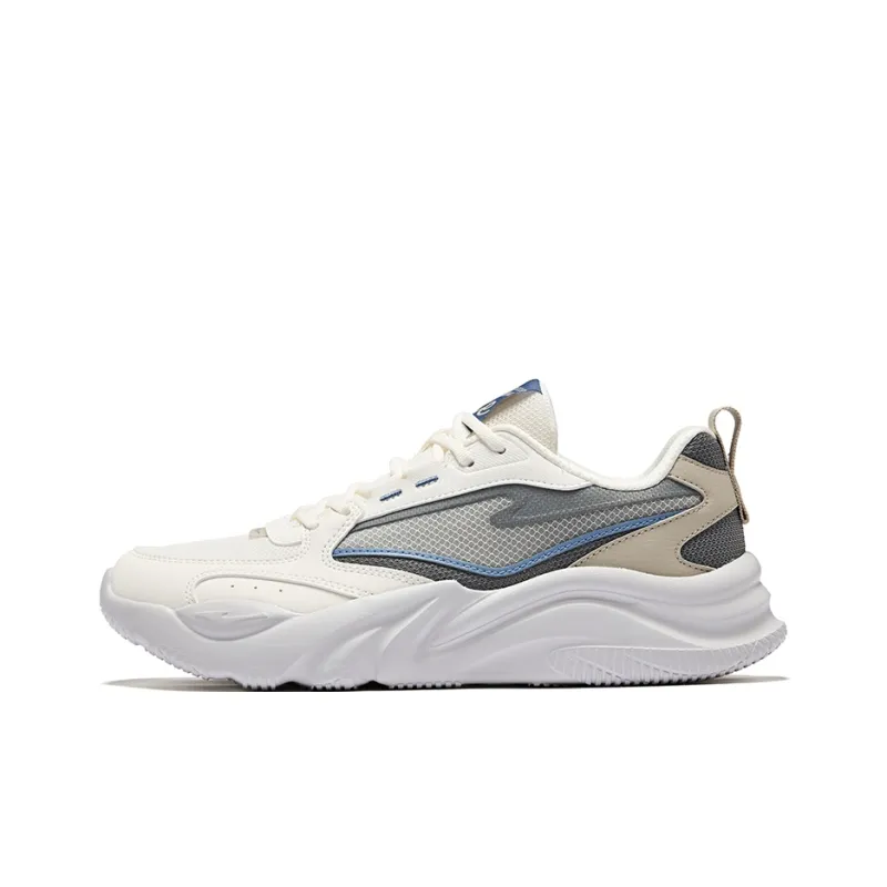 Erke Ci Wu Rebound Wear Resistant Breathable Low Top Casual Shoes Men's Microcrystal White Steel Gray-0