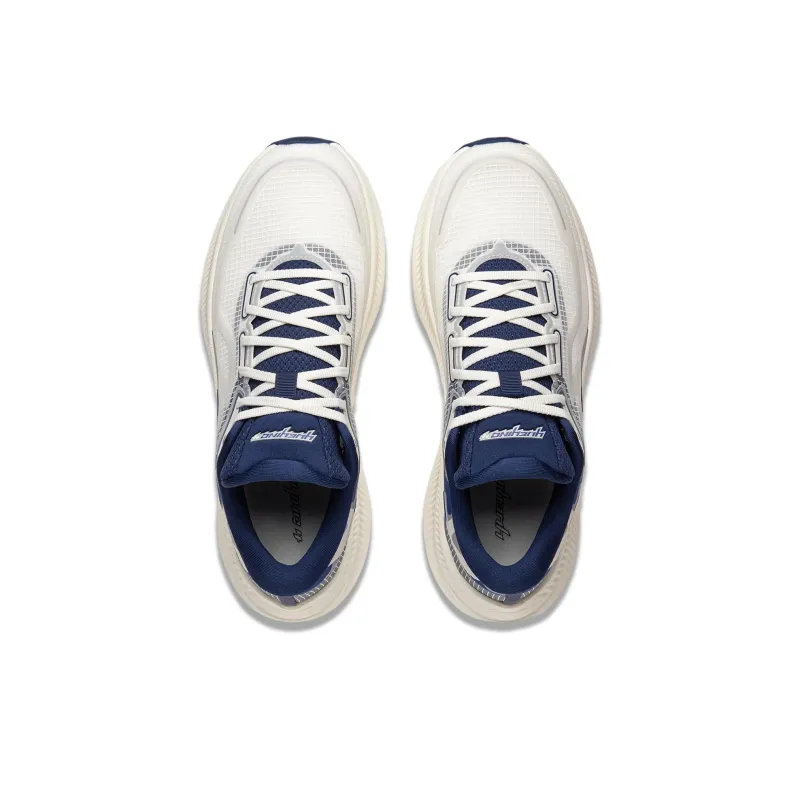 LiNing Yueying 4 Wear Resistant Lightweight Rebound Low Top Casual Running Shoes Men's White Blue-3