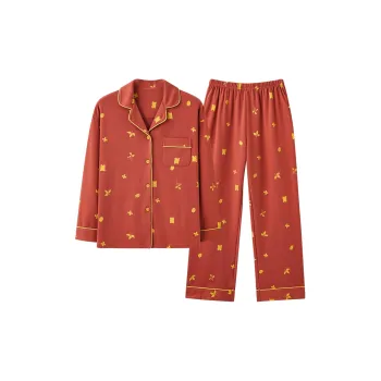 XIAFENYAN Pajama Set Women's Orange Red