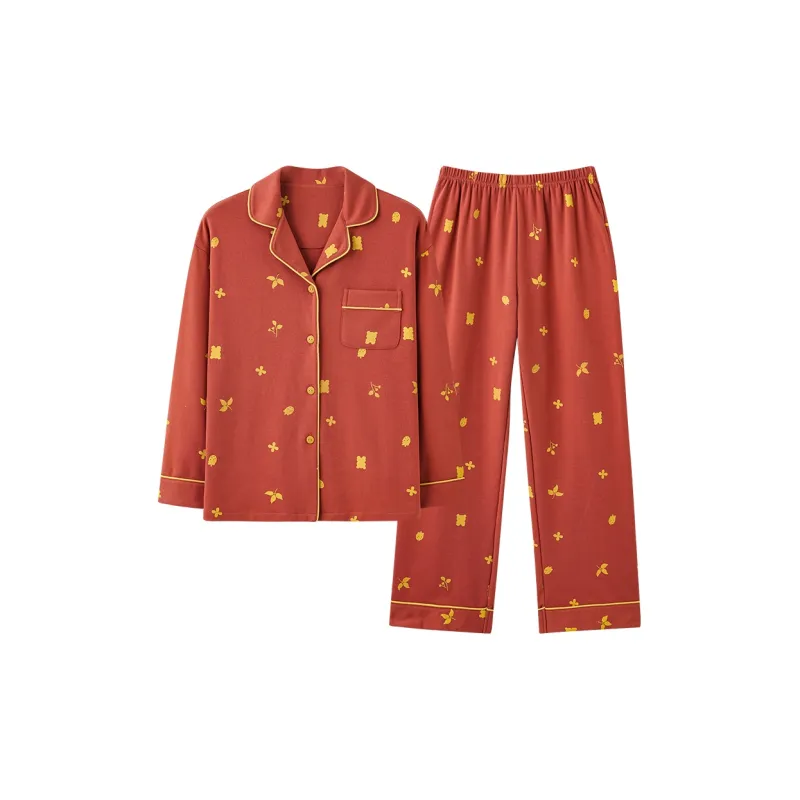 XIAFENYAN Pajama Set Women's Orange Red-0