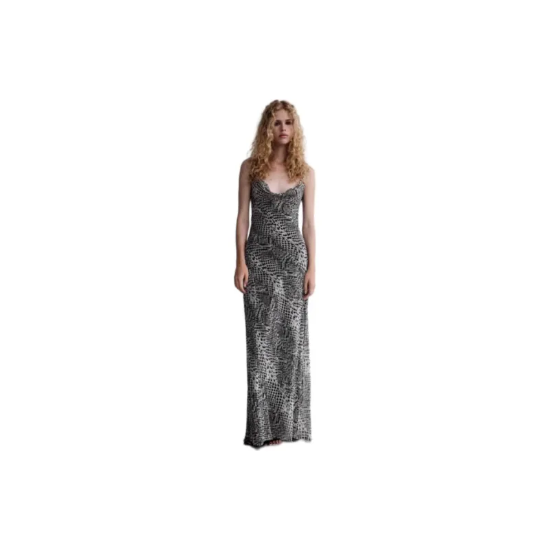 ZARA Trf Slip Dresses Women's Black/White-3