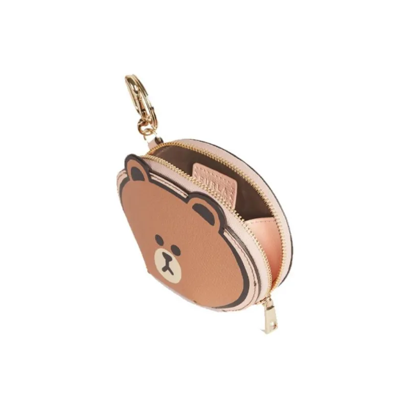 Furla LINE FRIENDS Collaboration Leather Coin Purse Mini Women's Brown Multicolor-1