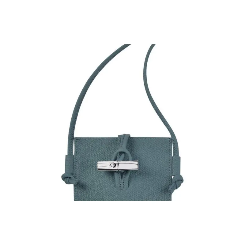 LONGCHAMP Grain Leather Cell Phone Pouch, Shoulder Bag, Crossbody Bag Regular Women's Blue-3