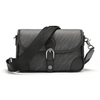Ed Hardy Synthetic Leather With Cow Leather Messenger Bag, Shoulder Bag Trumpets Men's Black