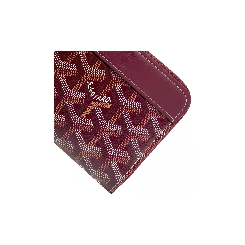 GOYARD MATIGNON Canvas With Leather Wallet Small Size Unisex Burgundy-2