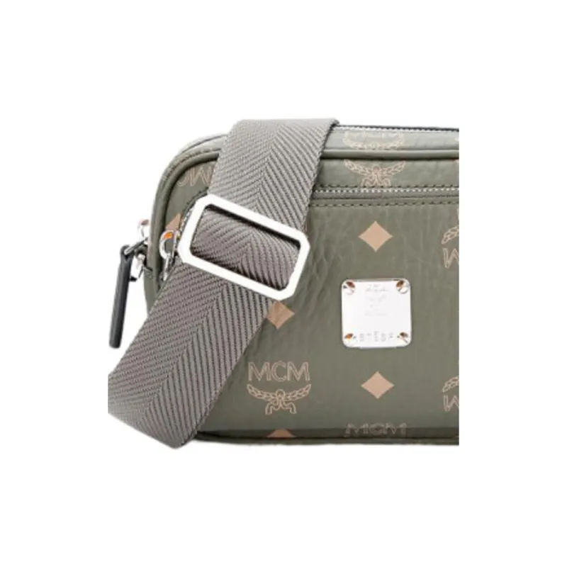 MCM Klassik Visetos Leather One Shoulder Handbag, Crossbody Bag Women's Green-3
