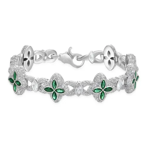 APORRO 18K White Gold Plated Copper Zircon Bracelets Unisex